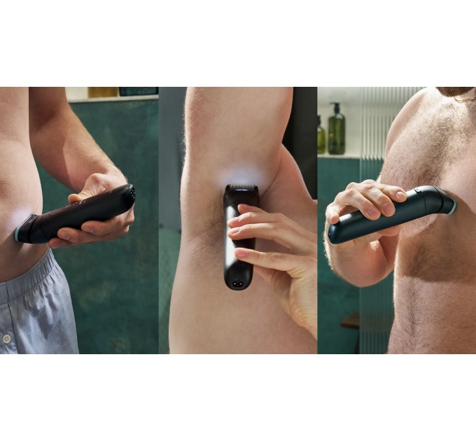 Тример Philips Series 7000, для тіла та інтимних зон, акум., насадок-5, сталь, чорний