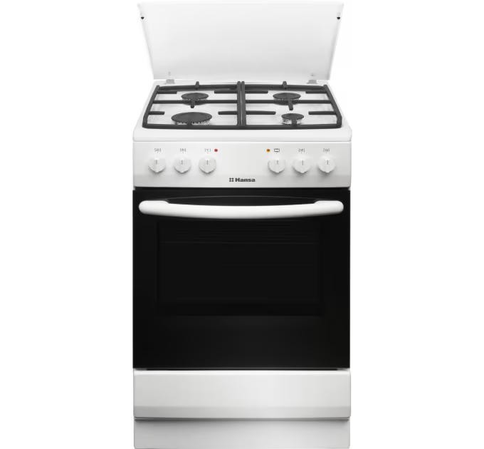 Плита Hansa комбінована, 62л, 50x60см, конвекція, чавун, білий
