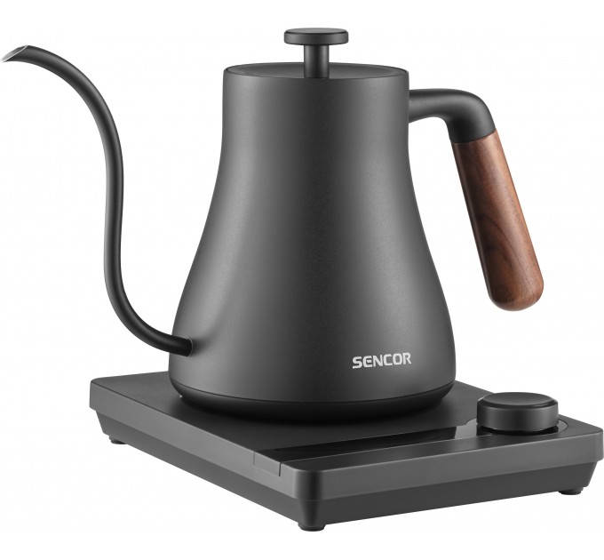 Электрочайник Sencor 0.6л, 5 темп.реж, сенс. управл., нерж. сталь, чорный