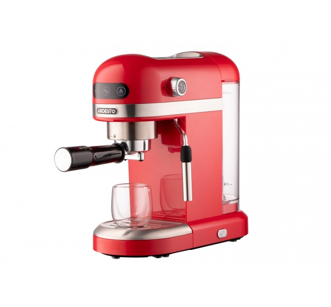 Кавоварка ARDESTO ріжкова 1.4л, мелена, ручний капучинатор, підігрів чашок, червоний