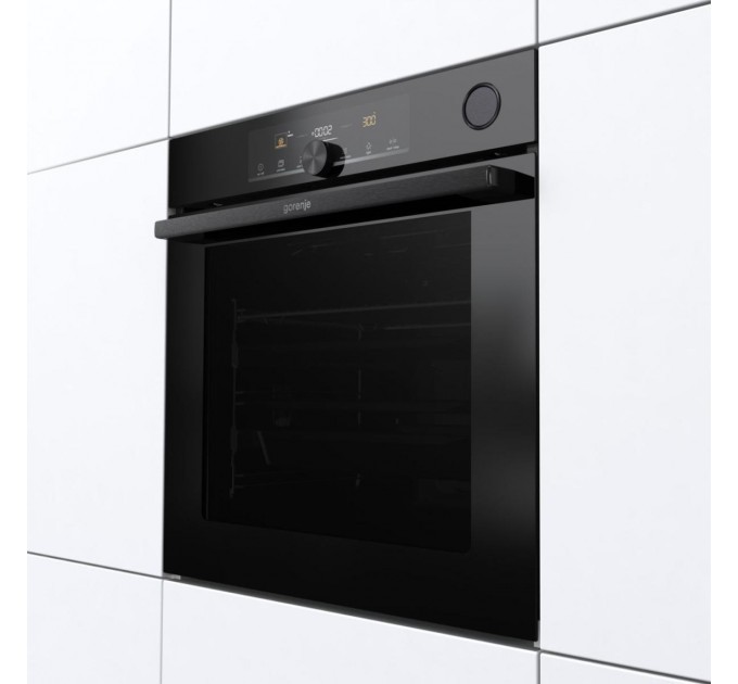 Духова шафа Gorenje електрична, 77л, A+, пара, дисплей, 300 °C, Wi-Fi, чорний