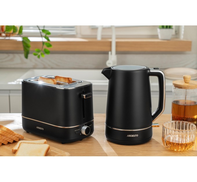 Електрочайник ARDESTO Timeless Elegance, 1.7л, Otter, пластик, чорний матовий