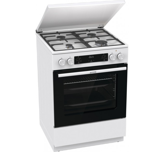 Плита Gorenje комби, 71л, 60x60см, дисплей, IconLed, чугун, белый