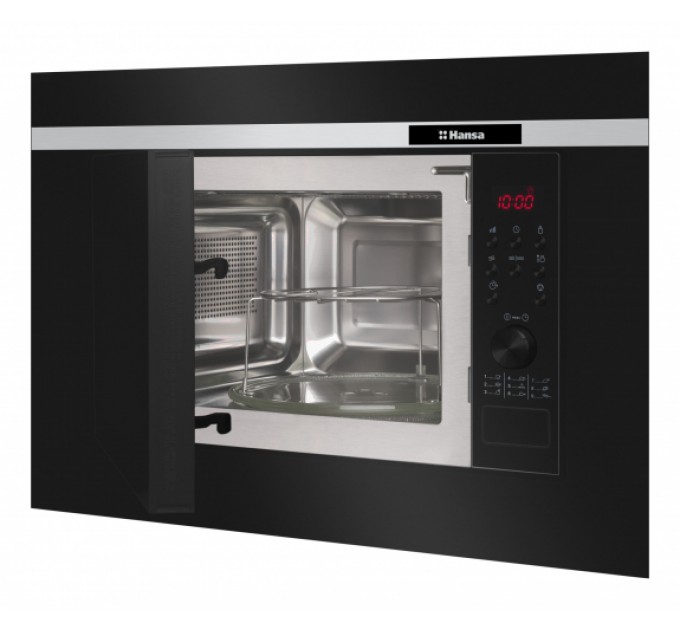 Мікрохвильова піч Hansa вбудовувана, 20л, електр.управл., 700Вт, гриль, дисплей, відкр.кнопкою, чорний