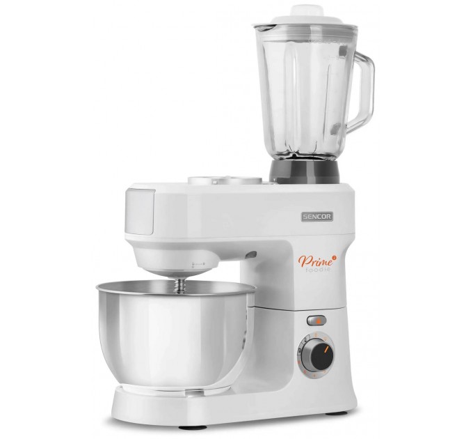 Кухонная машина Sencor 1000Вт, чаша-металл, корпус-пластик, насадок-15, белый