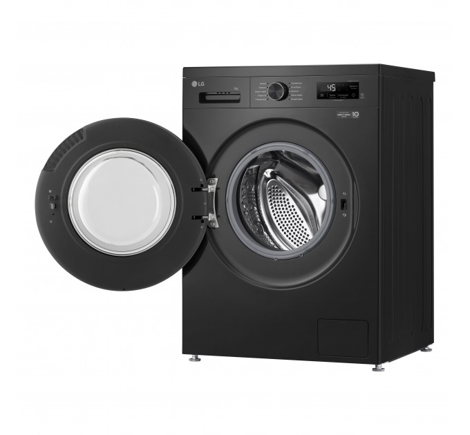 Стиральная машина LG фронтальная, 9кг, 1200, A+++, 55см, дисплей, пар, инвертор, черный