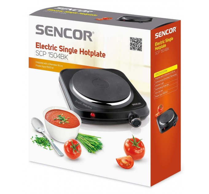 Плитка настольная Sencor электрическая, комф. - 1 на 1.5кВт, управл. - мех., черный
