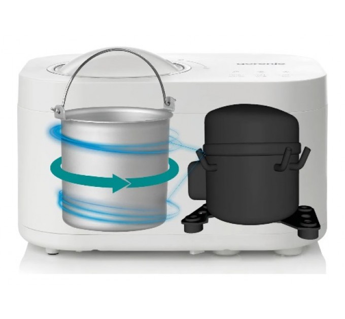 Мороженица Gorenje 100Вт, чаша-1л, время приготовл.-30мин, пластик, бело-серый