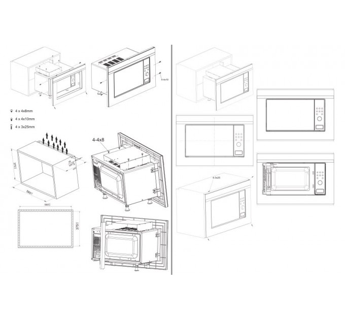 Мікрохвильова піч Hansa вбудовувана, 20л, електр.управл., 700Вт, гриль, дисплей, відкр.кнопкою, чорний