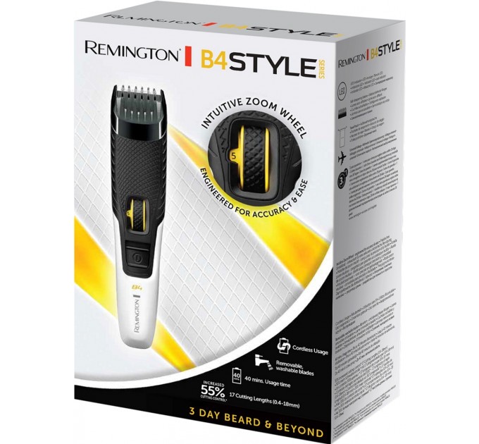 Тример Remington Style Series, для бороди і вусів, акум., роторний мотор, сталь, чорно-білий