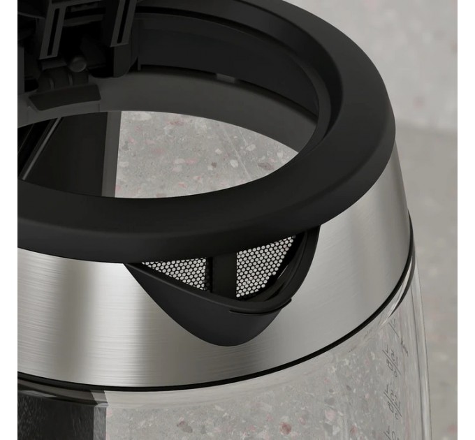 Электрочайник Electrolux 1.7л, Strix, стекло, серебристо-черный