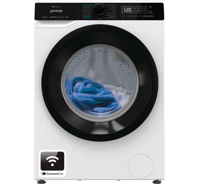Прально-сушильна машина Gorenje фронтальна, 8(5)кг, 1400, A+, 51см, дисплей, інвертор, Wi-Fi, білий