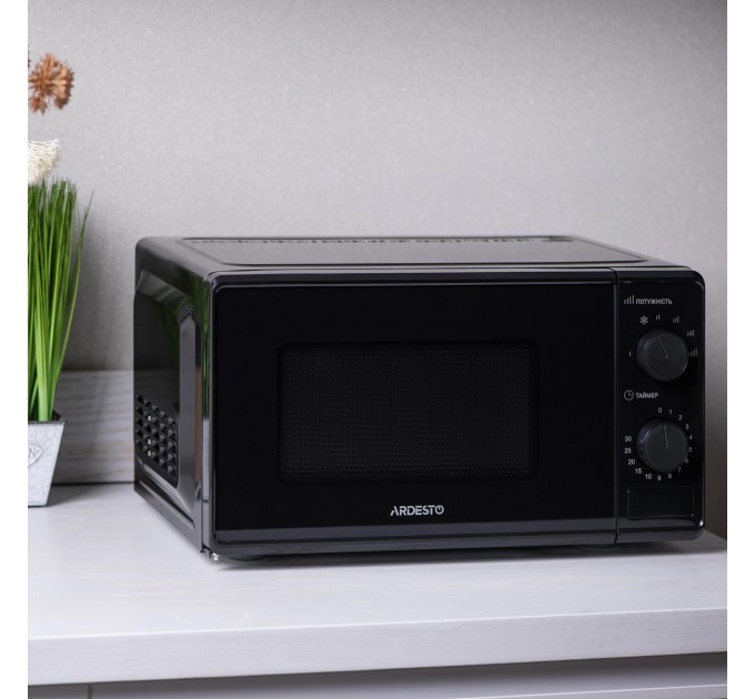 Мікрохвильова піч ARDESTO, 20л, мех.управл., 700Вт, відкр.кнопкою, чорний
