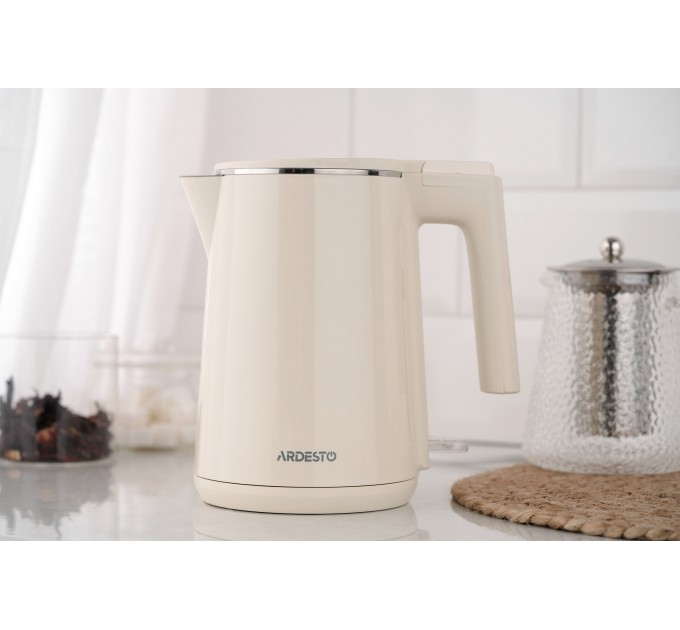 Електрочайник ARDESTO 1л, Strix, подвійні стінки, бежевий
