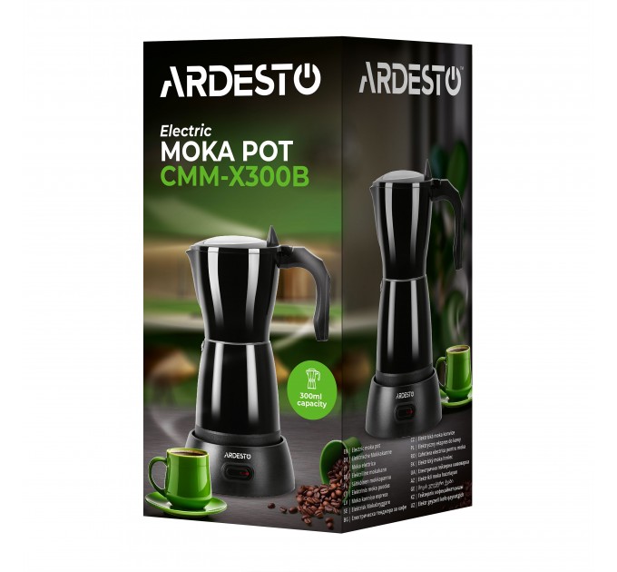 Кофеварка ARDESTO электрическая гейзерная 0.3л, молотый, черный