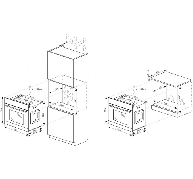 Духова шафа Hansa електрична, 77л, A+, дисплей, конвекція, чорний