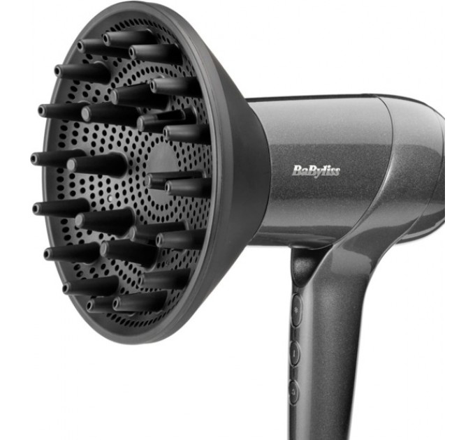 Фен Babyliss Titanium Shine, 1600Вт, 3 режими, іонізація, хол. обдув, 2 насадки, темно-сірий