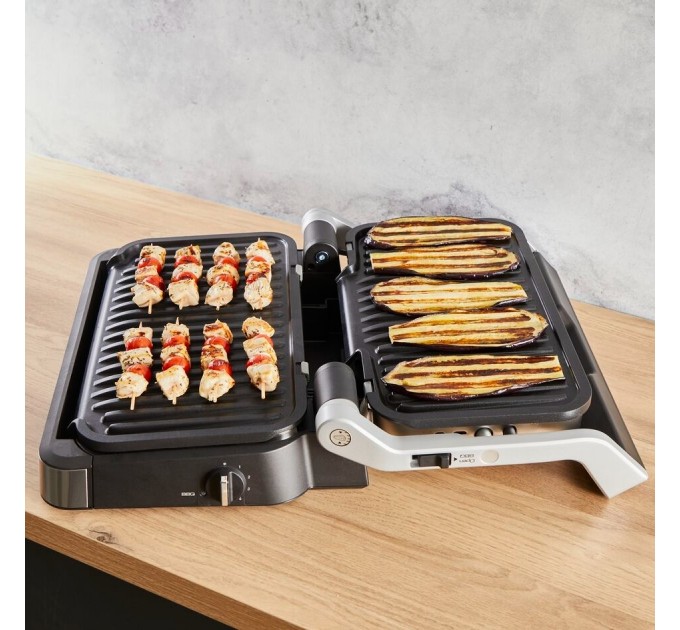Гриль Tefal прижимний OptiGrill 2in1 XL 2200Вт, темп. режимів-4, з`ємні пластини, сенсор товщини продуктів, метал