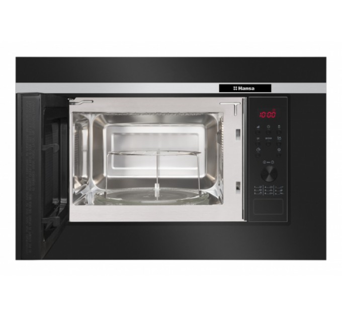 Мікрохвильова піч Hansa вбудовувана, 20л, електр.управл., 700Вт, гриль, дисплей, відкр.кнопкою, чорний