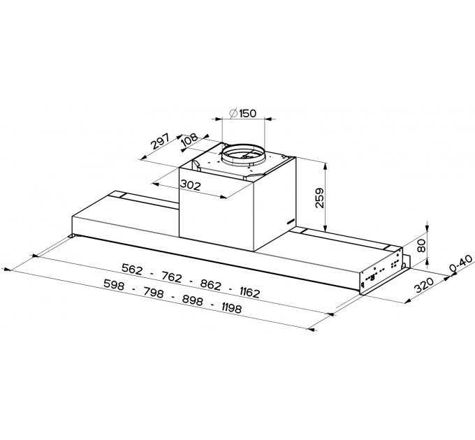 Вытяжка Faber встраиваемая, 90см, 1119м.куб/ч, In-Nova Touch Bk/X A90, нерж+черный