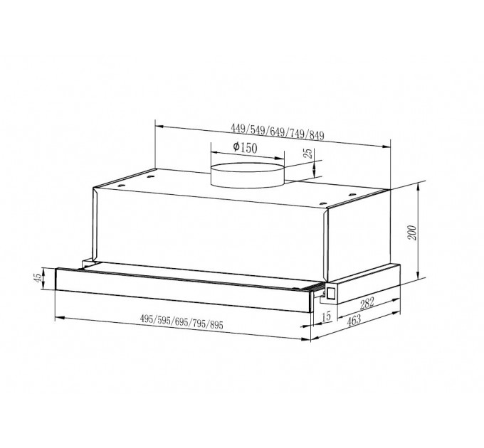 Вытяжка Faber телескопическая, 60см, 580м.куб/ч, TLSC X A60 2LS, нерж