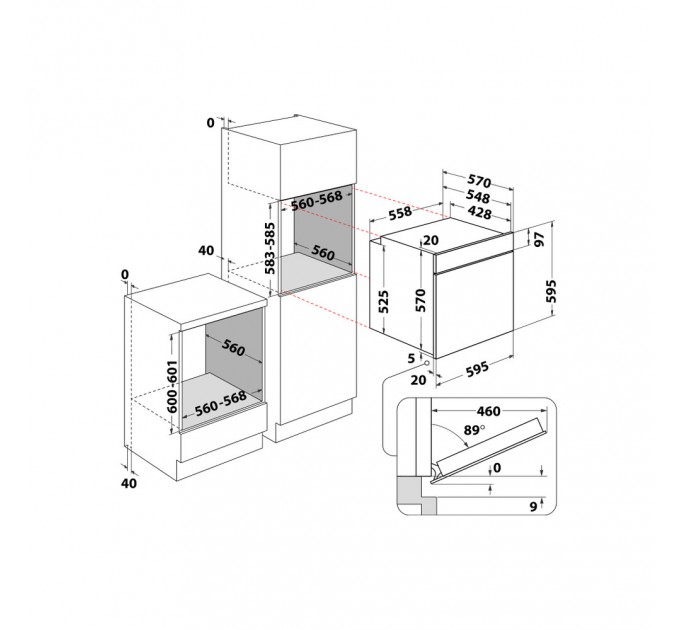 Духовой шкаф Whirlpool электрический, 71л, A+, дисплей, конвекция, телескопические направляющие, нерж