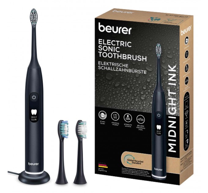 Щітка зубна електр. Beurer, Midnight Ink GP, 80т. колив/хв, насадок-2, 5 режимів , чорний