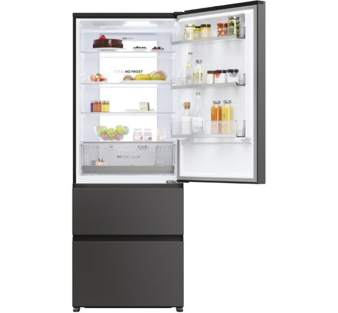 Холодильник Haier многодверный, 190.5x70х64.8, холод.отд.-354л, мороз.отд.-174л, 3дв., А+, NF, инв., дисплей, зона нулевая, черный