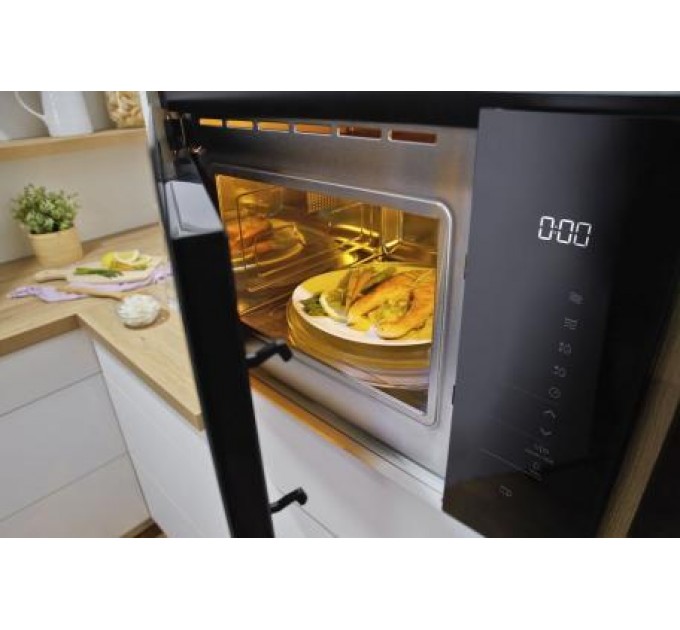 Мікрохвильова піч Gorenje вбудовувана, 25л, електр. управл., 900Вт, гриль, дисплей, інвертор, чорний