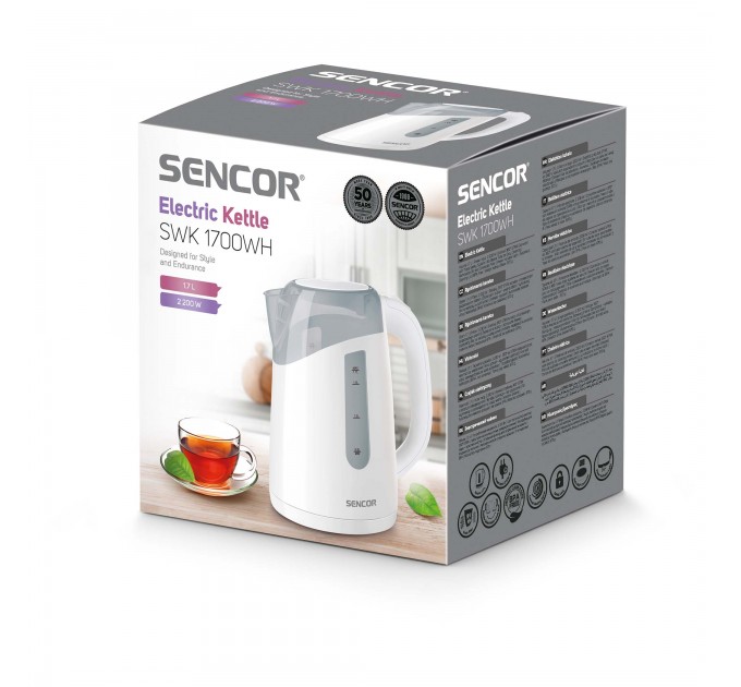 Електрочайник Sencor 1.7л, Strix, пластик, білий