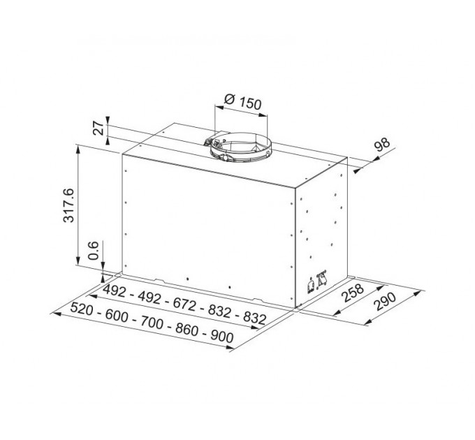 Вытяжка Franke встраиваемая, 52см, 1250м.куб/ч, Box Flush Basic FBFE BK A52, черный