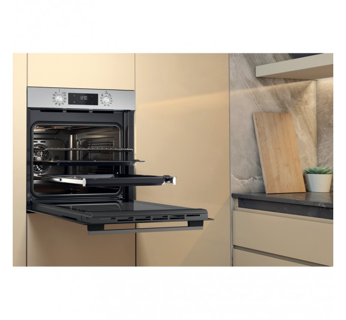 Духовой шкаф Whirlpool электрический, 71л, A+, дисплей, конвекция, телескопические направляющие, нерж