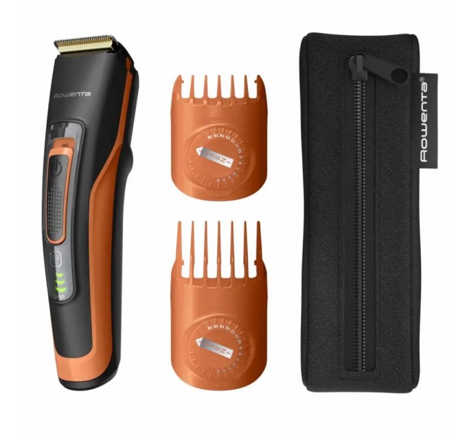 Машинка для стрижки Rowenta Sport Collection, акум., роторный мотор, насадок-2, кейс, сталь, черно-оранжевый