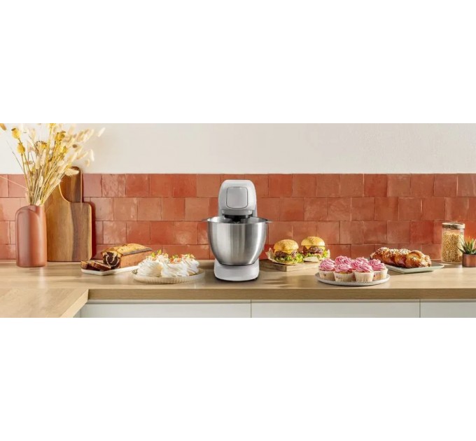 Кухонна машина Tefal Bake Partner 1100Вт, чаша-метал, корпус-пластик, насадок-8, білий