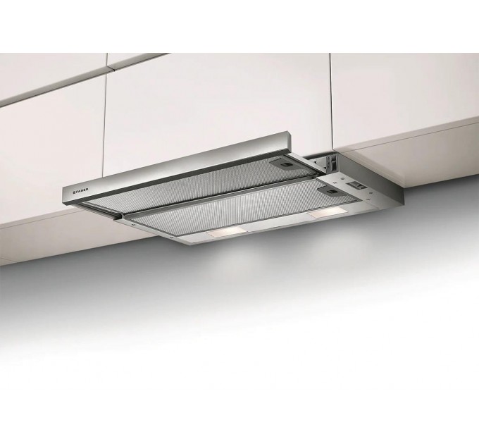 Витяжка Faber телескоп, 60см, 518м.куб/год, Flexa Ng Glass Bk A60, чорний