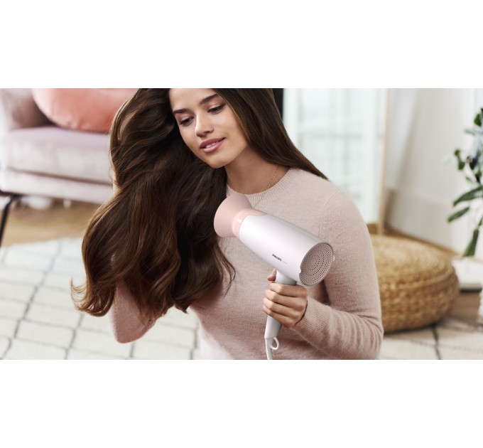 Фен Philips 3000 Series, 1600Вт, режимов-3, насадка ThermoProtect, бело-розовый