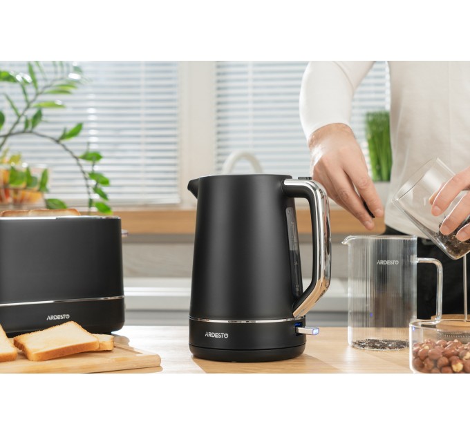 Електрочайник ARDESTO Timeless Elegance, 1.7л, Otter, пластик, чорний матовий