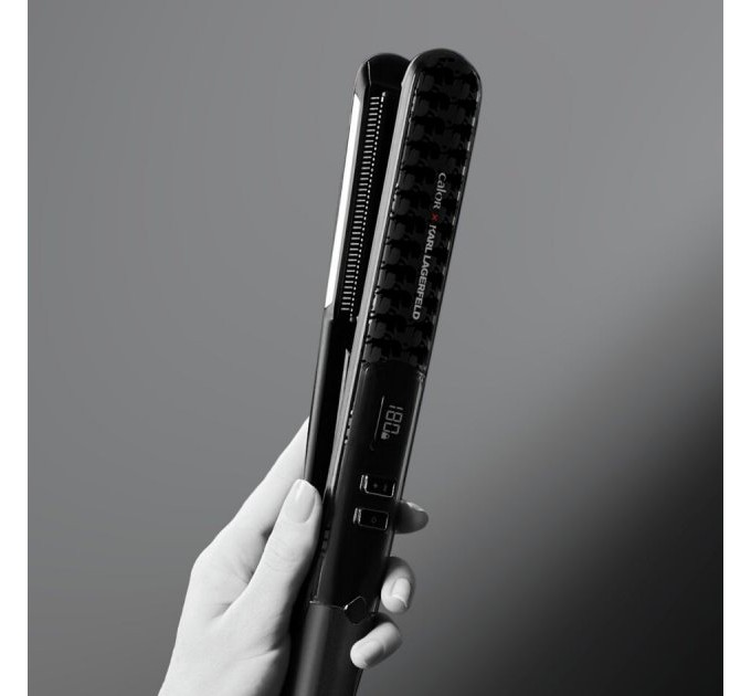 Випрямитель Rowenta x Karl Lagerfeld K/Pro Stylist Straightener, темп.режимов-8, 140-210С, дисплей, иониз., керам., черн.