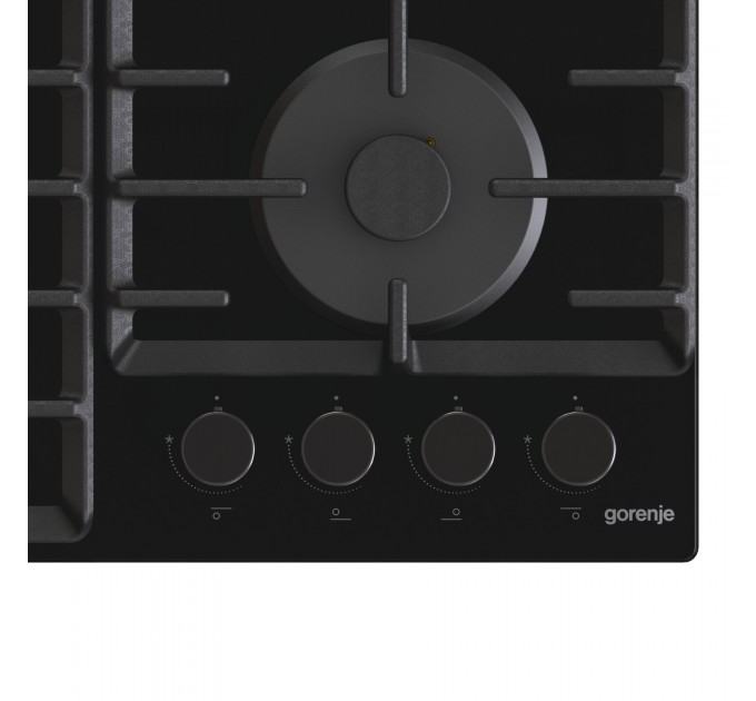 Варильна поверхня Gorenje газова на склі, 60см, чавун, чорний