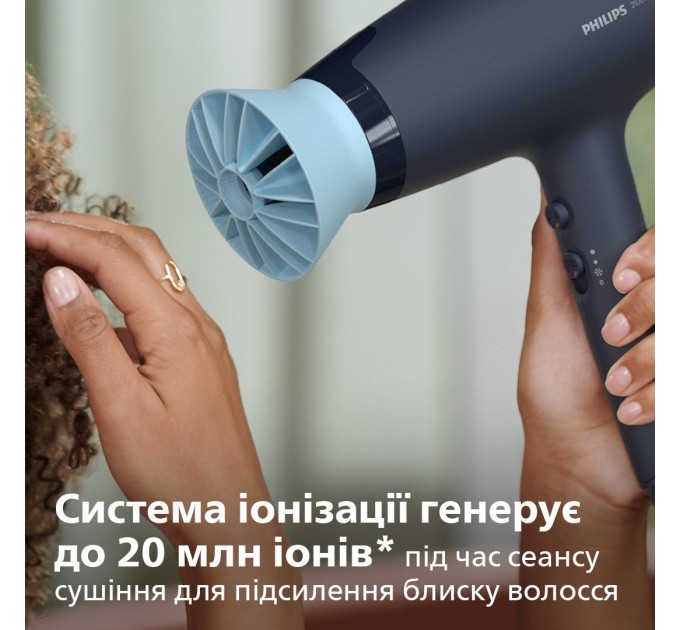 Фен Philips 3000 Series, 2100Вт, режимов-3, дифузор, иониз-я, хол. обдув, синий