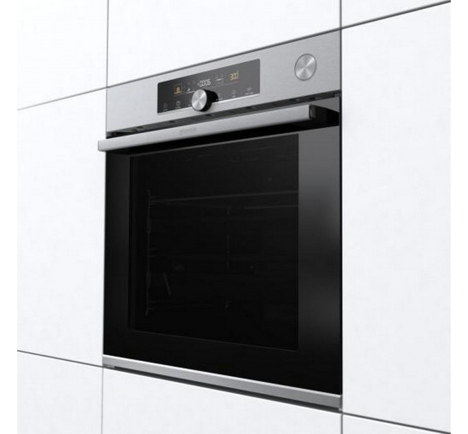 Духовой шкаф Gorenje электрический, 77л, A+, пар, дисплей, приготовление на разных уровнях, нерж