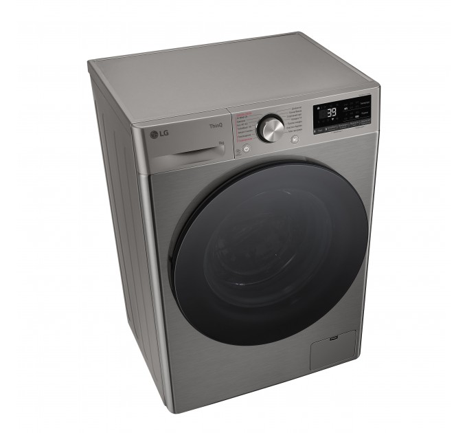 Стиральная машина LG фронтальная, 9кг, 1200, A, 48см, дисплей, пар, инвертор, серебристый