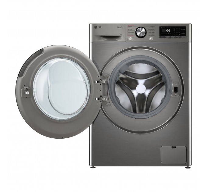 Стиральная машина LG фронтальная, 9кг, 1200, A, 48см, дисплей, пар, инвертор, серебристый