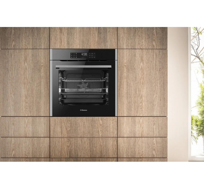 Духова шафа Hansa електрична, 77л, A+, дисплей, конвекція, чорний