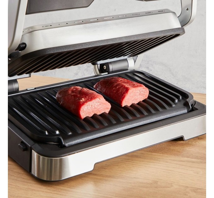 Гриль Tefal прижимний OptiGrill 2in1 XL 2200Вт, темп. режимів-4, з`ємні пластини, сенсор товщини продуктів, метал
