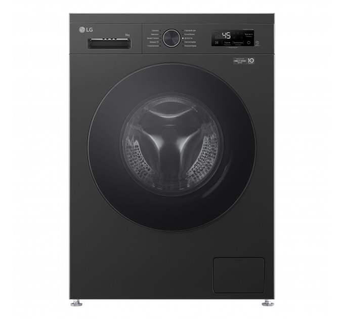 Стиральная машина LG фронтальная, 9кг, 1200, A+++, 55см, дисплей, пар, инвертор, черный
