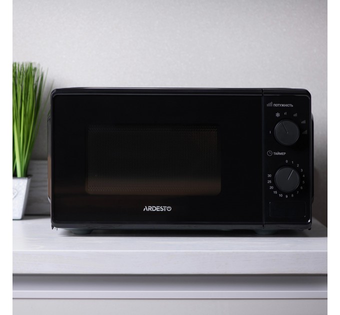 Мікрохвильова піч ARDESTO, 20л, мех.управл., 700Вт, відкр.кнопкою, чорний
