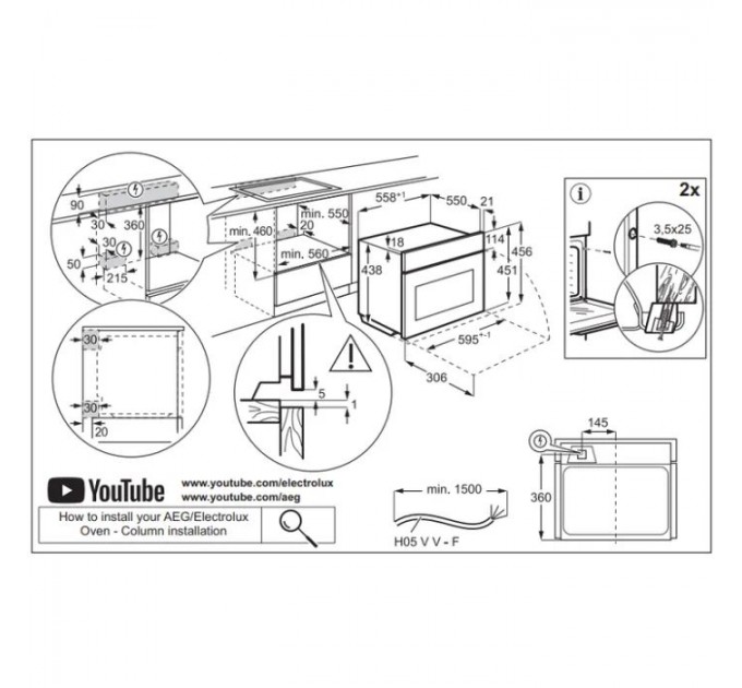 Мікрохвильова піч Electrolux вбудована, 44л, електрон. керування, 2100Вт, гриль, дисплей, чорний матовий