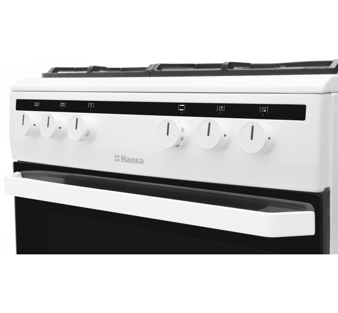 Плита Hansa комбинированная, 60х60см, 62л, чугун, газ контр., белый
