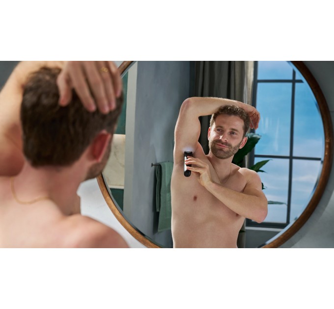 Тример Philips Series 7000, для тіла та інтимних зон, акум., насадок-5, сталь, чорний